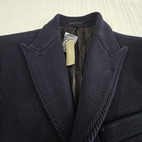 NEW J.Crew Men's $598 Ludlow Topcoat Heavyweight Wool Navy Size 40L NWT BS472 - Picture 8 of 16